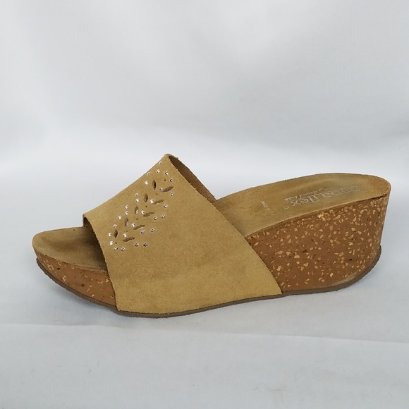 Napa Flex Genuine Suede Slide Platform Slides Sandals 38 David Tate 90s Y2K - Picture 4 of 5